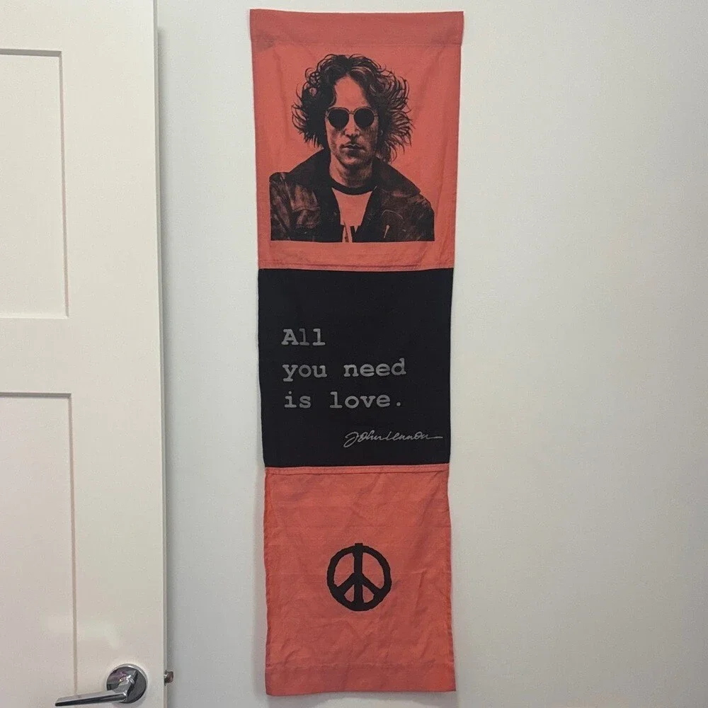 Tapestry decor wall art John Lennon all you need is love Orange Black Hanging